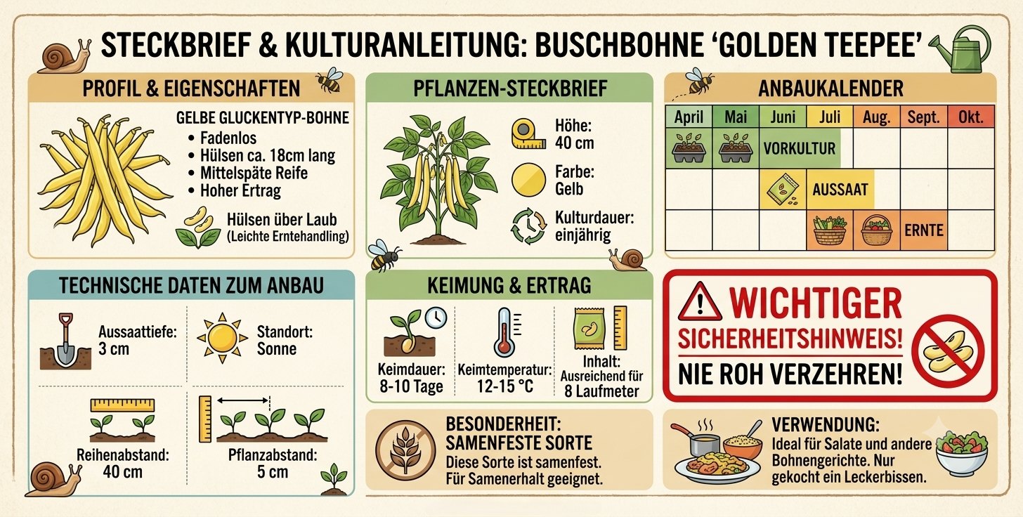 Buschbohne Golden Teepee