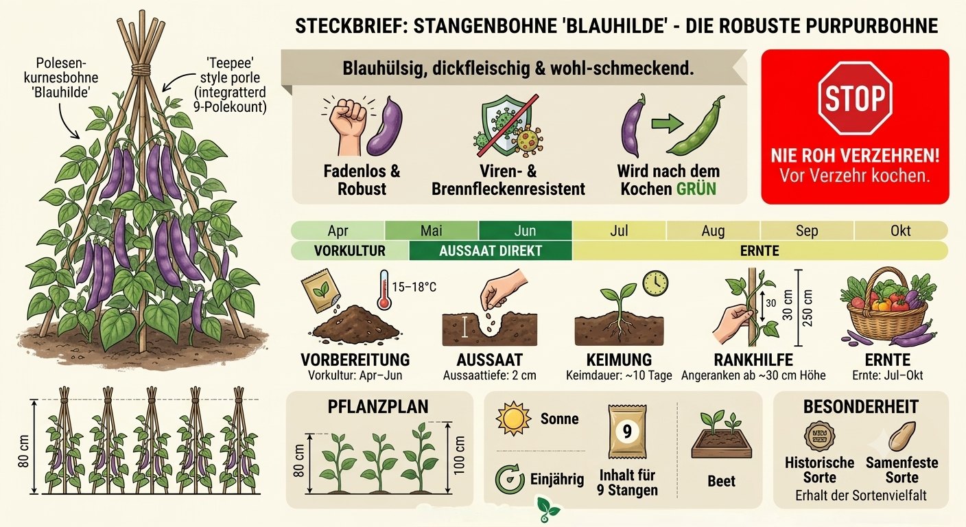 Stangenbohnen Blauhilde